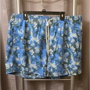 Eddie Bauer Women's Blue Tidal High Rise Tropical Leaf UPF. Swim Shorts - XL NWT